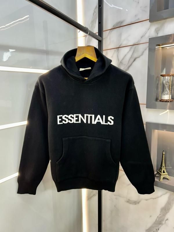 Men's Essentials  Printed Black Hoodie